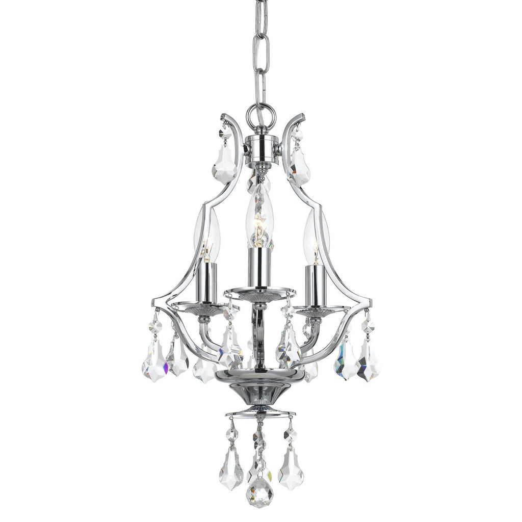 3 Light Polished Chrome Crystal Mini Chandelier Draped In Clear Hand Cut Crystal - C193-5933-CH-CL-MWP