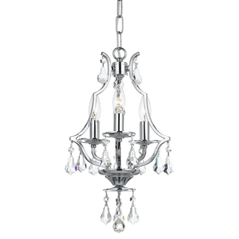 3 Light Polished Chrome Crystal Mini Chandelier Draped In Clear Hand Cut Crystal - C193-5933-CH-CL-MWP