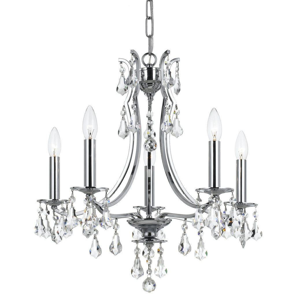 5 Light Polished Chrome Crystal Mini Chandelier Draped In Clear Hand Cut Crystal - C193-5935-CH-CL-MWP