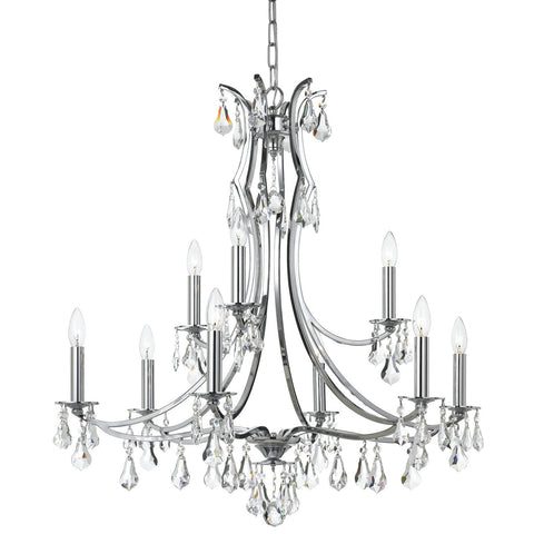 9 Light Polished Chrome Crystal Chandelier Draped In Clear Hand Cut Crystal - C193-5939-CH-CL-MWP