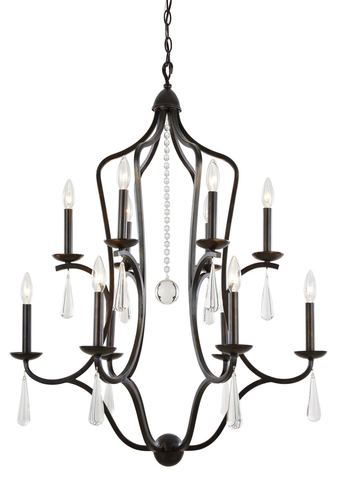 12 Light English Bronze Transitional Chandelier Draped In Optical Crystal - C193-5978-EB
