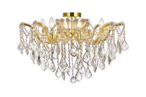 ZC121-2800F24G/EC - Regency Lighting: Maria Theresa 6 light Gold Flush Mount Clear Elegant Cut Crystal