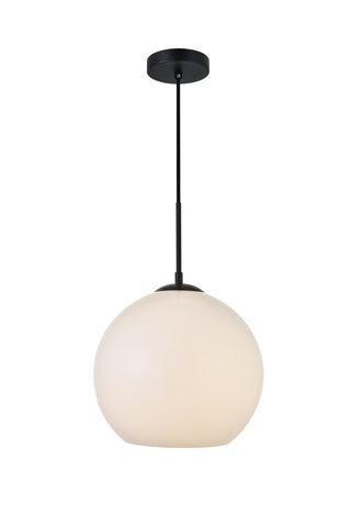 ZC121-LD2225BK - Living District: Baxter 1 Light Black Pendant With Frosted White Glass