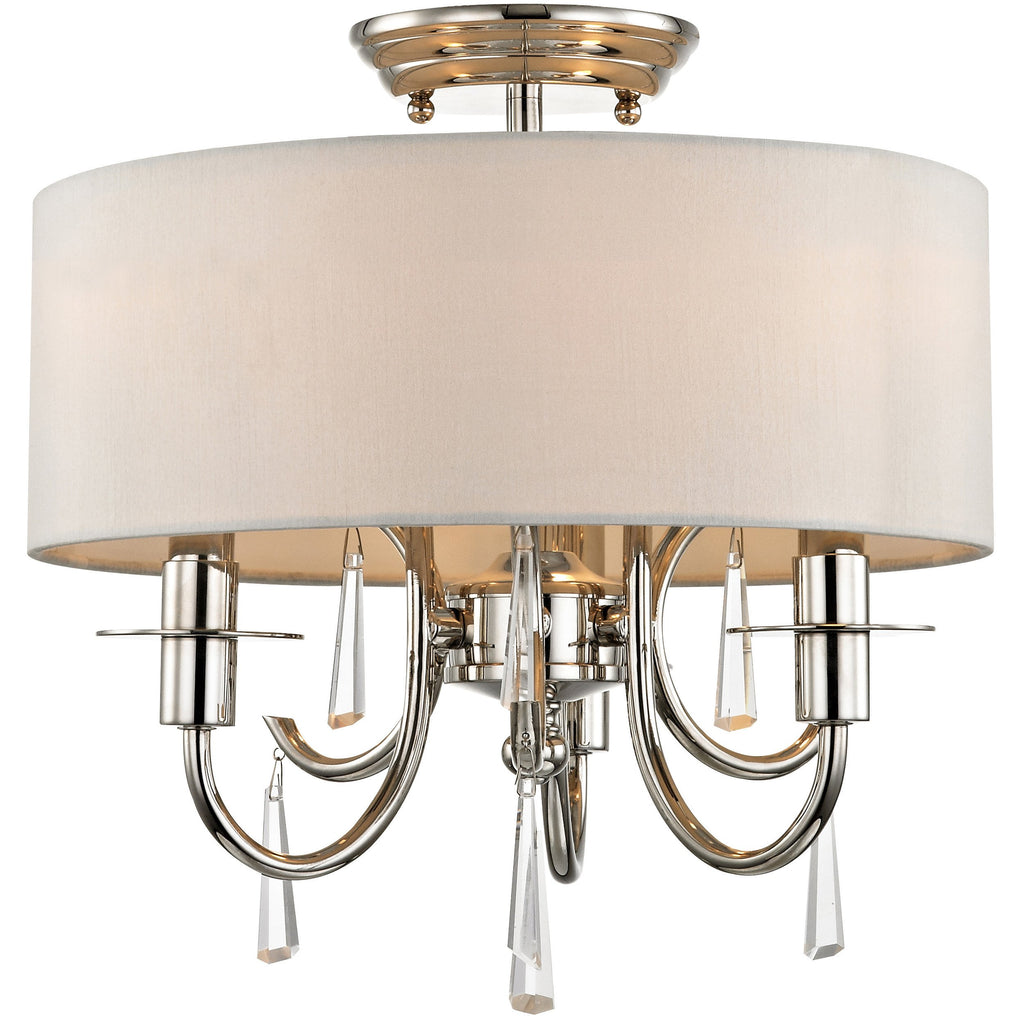 3 Light Polished Nickel Transitional  Modern Ceiling Mount Draped In Clear Hand Cut Crystal - C193-6033-PN-CL-MWP_CEILING