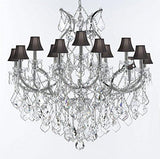 Swarovski Crystal Trimmed Chandelier Maria Theresa Chandelier Lighting Crystal Chandeliers H38 "X W37" Chrome Finish Great For The Dining Room Living Room Entryway / Foyer With Black Shades - J10-Sc/Blackshades/Chrome/26050/15+1Sw