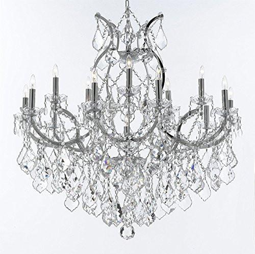 Swarovski Crystal Trimmed Chandelier Maria Theresa Chandelier Lighting Crystal Chandeliers H38 "X W37" Chrome Finish Great For The Dining Room Living Room Family Room Entryway / Foyer - J10-Chrome/26050/15+1Sw