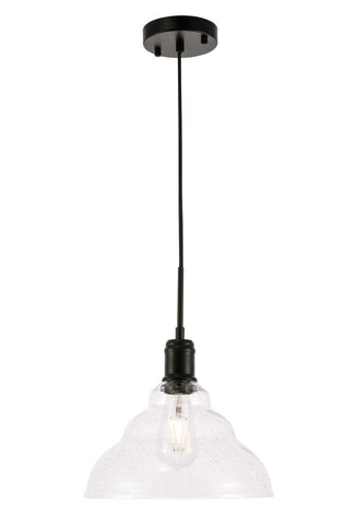 ZC121-LD6219BK - Living District: Gil 1 light Black and Clear seeded glass pendant