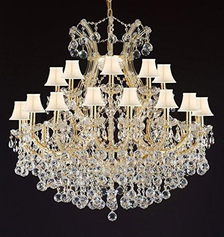 Maria Theresa Empress Crystal(Tm) Chandelier Lighting With White Shades H 36" W 36" - Cjd-B6/Cg/Sc/2181/36