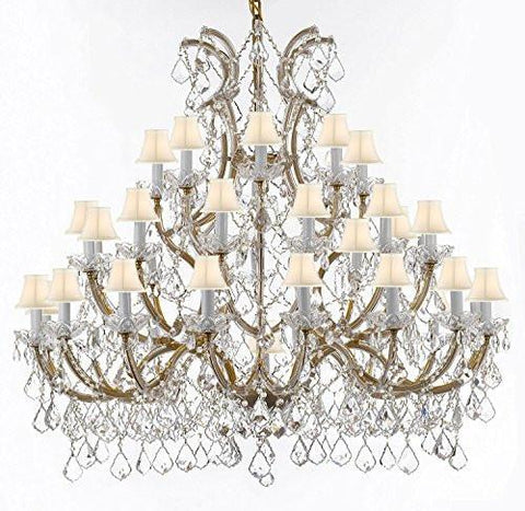 Large Foyer / Entryway Maria Theresa Empress Crystal (Tm) Chandelier Chandeliers Lighting H46" W52" With White Shades - Gb104-Sc/Whiteshade/B36/756/36+1