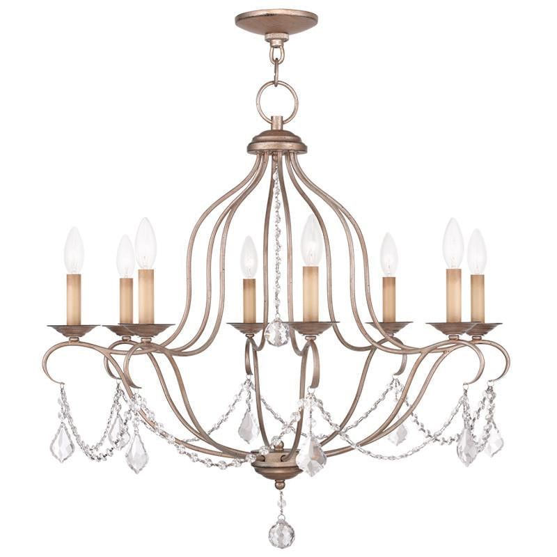 Livex Chesterfield 8 Light Antique Silver Leaf Chandelier - C185-6427-73