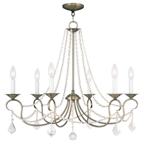 Livex Pennington 6 Light Antique Brass Chandelier - C185-6516-01