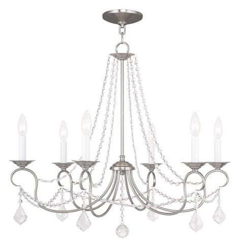 Livex Pennington 6 Light Brushed Nickel Chandelier - C185-6516-91