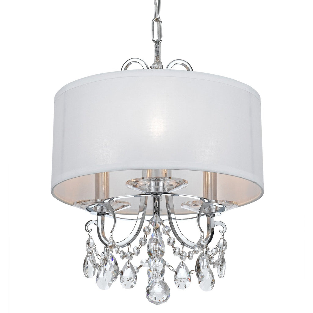 3 Light Polished Chrome Transitional  Modern Mini Chandelier Draped In Clear Hand Cut Crystal - C193-6623-CH-CL-MWP