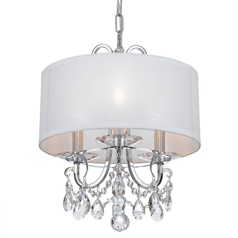 3 Light Polished Chrome Transitional  Modern Mini Chandelier Draped In Clear Swarovski Strass Crystal - C193-6623-CH-CL-S