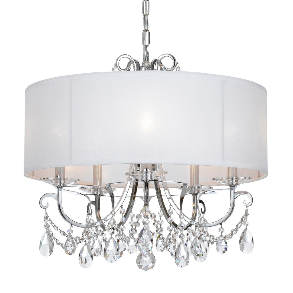 5 Light Polished Chrome Transitional  Modern Chandelier Draped In Clear Hand Cut Crystal - C193-6625-CH-CL-MWP