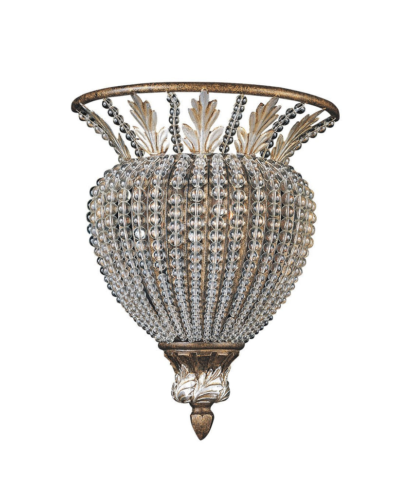 1 Light Weathered Patina Traditional Sconce Draped In Crystal Beads - C193-6721-WP