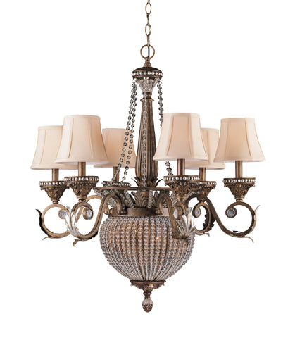 8 Light Weathered Patina Traditional Chandelier Draped In Crystal Beads - C193-6726-WP