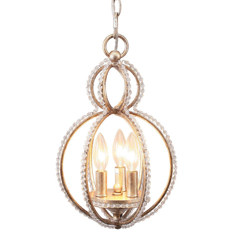3 Light Distressed Twilight Eclectic Mini Chandelier Draped In Hand Cut Crystal Beads - C193-6760-DT