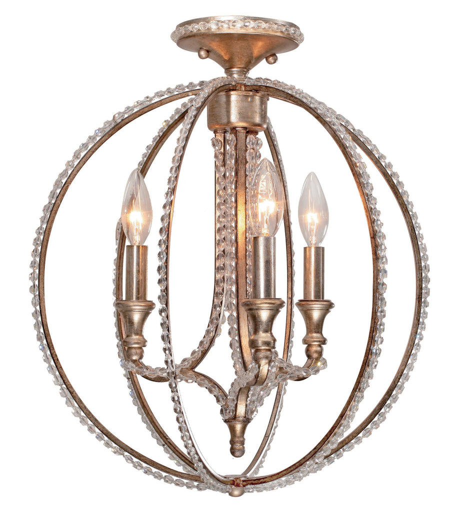 3 Light Distressed Twilight Eclectic Ceiling Mount Draped In Hand Cut Crystal Beads - C193-6763-DT