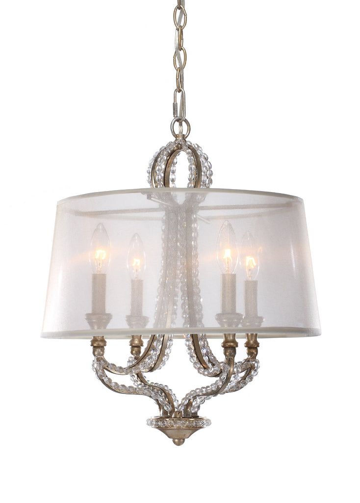 4 Light Distressed Twilight Eclectic Mini Chandelier Draped In Hand Cut Crystal Beads - C193-6764-DT