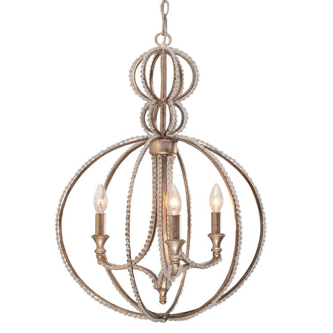 3 Light Distressed Twilight Eclectic Mini Chandelier Draped In Hand Cut Crystal Beads - C193-6765-DT