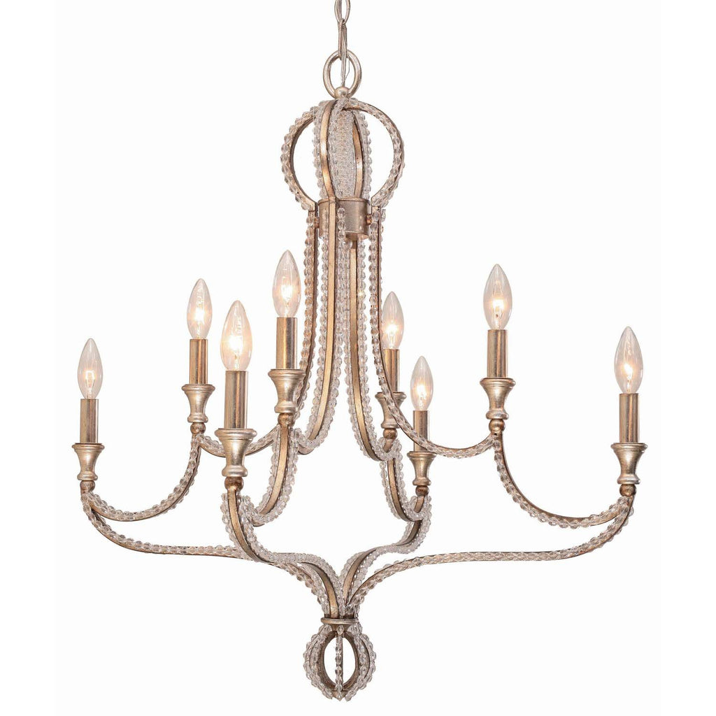 8 Light Distressed Twilight Eclectic Chandelier Draped In Hand Cut Crystal Beads - C193-6768-DT