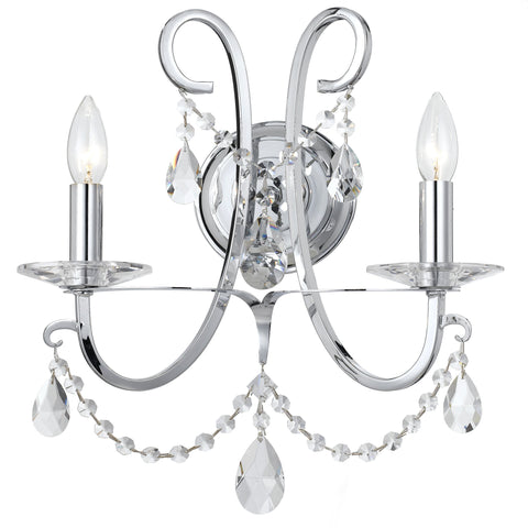 2 Light Polished Chrome Transitional  Modern Sconce Draped In Clear Hand Cut Crystal - C193-6822-CH-CL-MWP