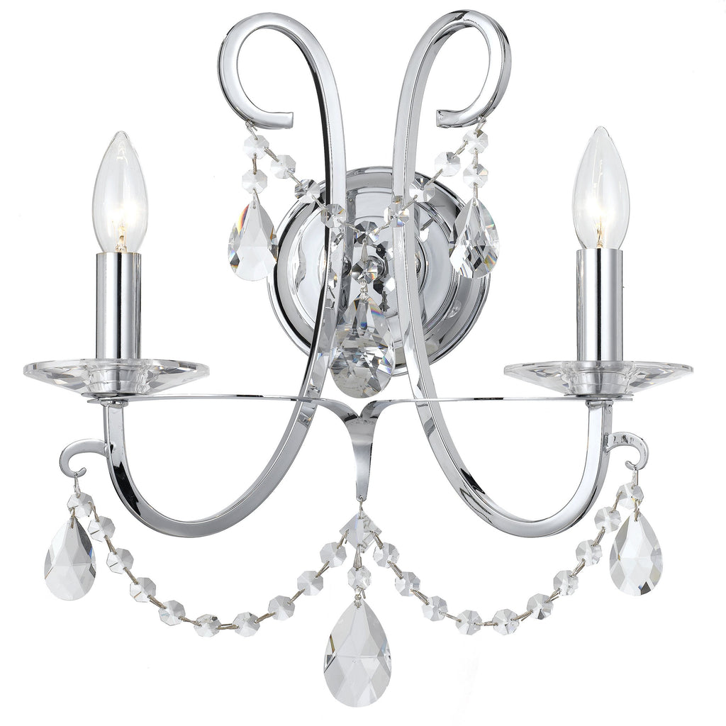 2 Light Polished Chrome Transitional  Modern Sconce Draped In Clear Spectra Crystal - C193-6822-CH-CL-SAQ