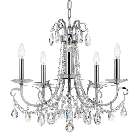 5 Light Polished Chrome Transitional  Modern Chandelier Draped In Clear Hand Cut Crystal - C193-6825-CH-CL-MWP