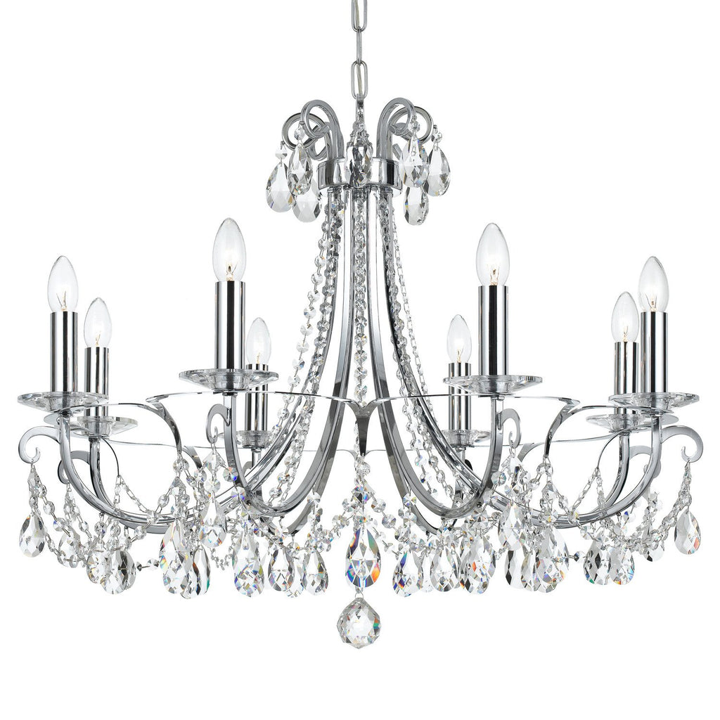 8 Light Polished Chrome Transitional  Modern Chandelier Draped In Clear Spectra Crystal - C193-6828-CH-CL-SAQ