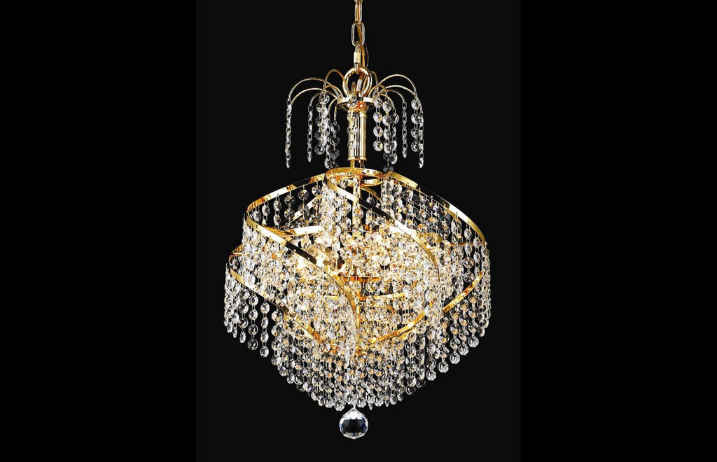 C121-8052D14G/RC - Regency Lighting: Spiral 3 light Gold Pendant Clear Royal Cut Crystal