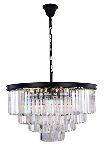 ZC121-1231D32MB/RC - Urban Classic: Sydney 17 light Matte Black Chandelier Clear Royal Cut Crystal