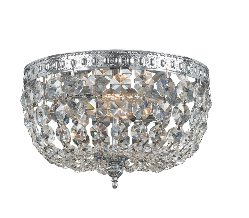 2 Light Chrome Traditional Ceiling Mount Draped In Clear Swarovski Strass Crystal - C193-708-CH-CL-S