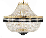 Nail Salon French Empire Crystal Chandelier Lighting Dressed with Jet Black Crystal Balls - Great for The Dining Room, Foyer, Entryway and More! H 30" W 36" 25 Lights - G93-B75/H30/CG/4199/25