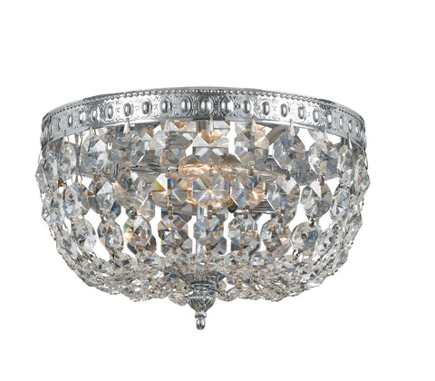 2 Light Chrome Traditional Ceiling Mount Draped In Clear Swarovski Strass Crystal - C193-710-CH-CL-S