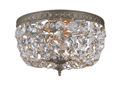 2 Light English Bronze Traditional Ceiling Mount Draped In Clear Swarovski Strass Crystal - C193-710-EB-CL-S
