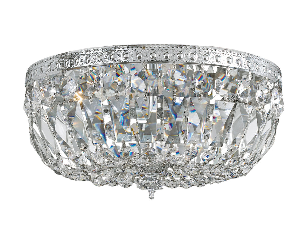 3 Light Polished Chrome Traditional Ceiling Mount Draped In Clear Hand Cut Crystal - C193-712-CH-CL-MWP