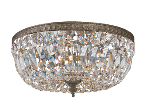 3 Light English Bronze Traditional Ceiling Mount Draped In Clear Hand Cut Crystal - C193-714-EB-CL-MWP