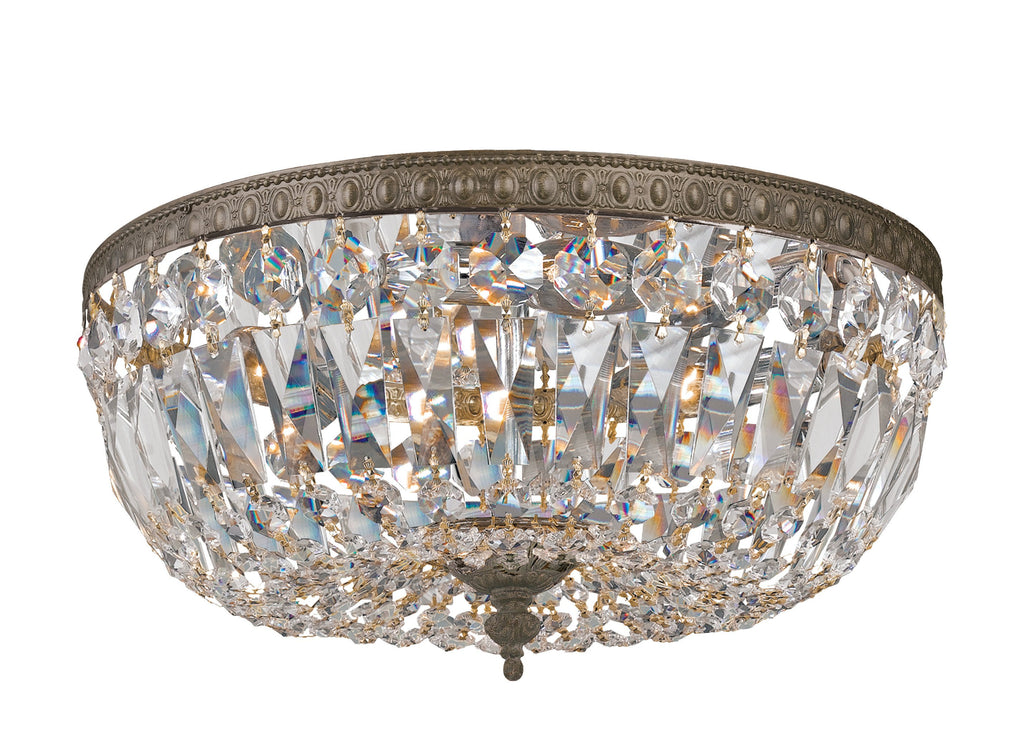 3 Light English Bronze Traditional Ceiling Mount Draped In Clear Spectra Crystal - C193-714-EB-CL-SAQ
