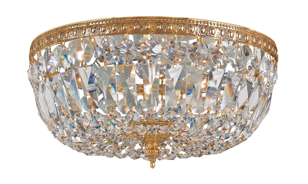 3 Light Olde Brass Traditional Ceiling Mount Draped In Clear Spectra Crystal - C193-716-OB-CL-SAQ