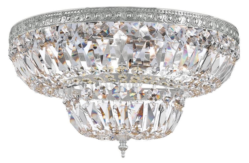 4 Light Polished Chrome Traditional Ceiling Mount Draped In Clear Swarovski Strass Crystal - C193-718-CH-CL-S
