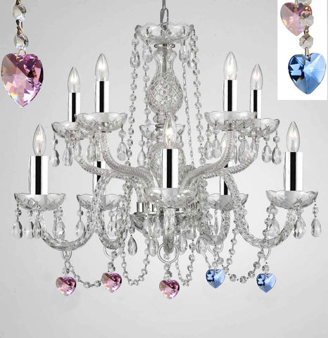 Empress Crystal (Tm) Chandelier Chandeliers Lighting with Blue and Pink Color Crystal w/Chrome Sleeves! - G46-B43/B85/B21/1122/5+5
