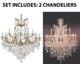 Set of 2-1 Maria Theresa Chandelier Crystal Lighting Chandeliers Lights Fixture Ceiling Lamp H38" X W37" and 1 Chandelier Crystal Lighting H30" X W28" - 1/21510/15+1 + 21532/12+1