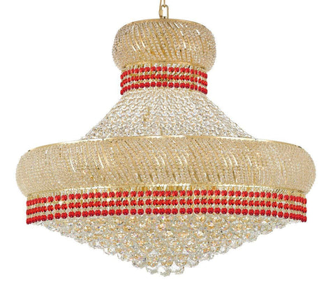 Nail Salon French Empire Crystal Chandelier Chandeliers Lighting Dressed with Ruby Red Crystal Balls - Great for the Dining Room, Foyer, Entryway, Family Room, Bedroom, Living Room & More! H 30" W 36" - G93-B74/H30/CG/4196/27