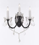 Set of 3-2 Wrought Iron Wall Sconce Crystal Lighting W 11.5" H 14" D 17" and 1 Wrought Iron Crystal Chandelier Lighting H72 x W60 - Perfect for an Entryway Or Foyer! - 2EA G83-3/556 + 1EA A83-556/41