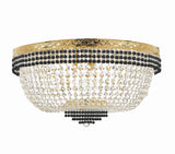 Nail Salon French Empire Crystal Flush Chandelier Lighting Dressed with Jet Black Crystal Balls - Great for The Dining Room, Foyer, Entryway and More! H 20" W 36" 25 Lights - G93-B75/FLUSH/CG/4199/25