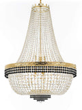 Nail Salon French Empire Crystal Chandelier Lighting Dressed with Jet Black Crystal Balls - Great for The Dining Room, Foyer, Entryway and More! H 50" W 36" 25 Lights - G93-B75/H50/CG/4199/25