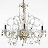 Crystal Chandelier Chandeliers Lighting w/Chrome Sleeves! H 25" W 24" - CJD-G46-B43/GOLD/385/5