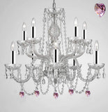 Empress Crystal (Tm) Chandelier Chandeliers Lighting with Pink Color Crystal w/Chrome Sleeves! Swag Plug in-Chandelier W/ 14' Feet of Hanging Chain and Wire! - G46-B43/B15/B21/1122/5+5