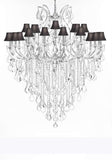 Swarovski Crystal Trimmed Chandelier Lighting Chandeliers H59"XW46" Great for The Foyer, Entry Way,Living Room, Family Room and More! w/Black Shades - A83-B12/BLACKSHADES/CS/2MT/24+1SW